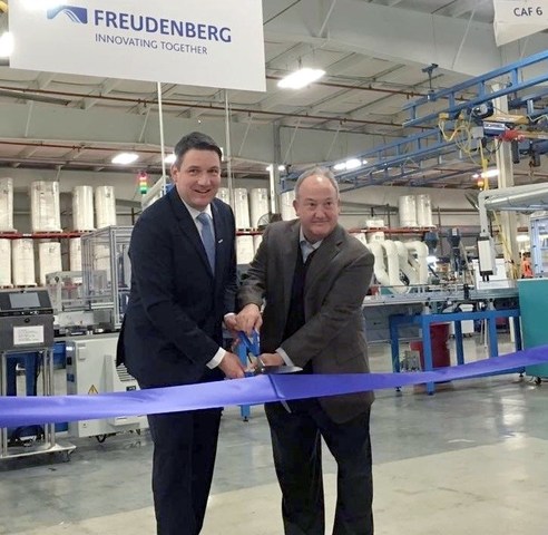 Dr. Erek Speckert, global VP of operations and Barry Kellar, global VP of automotive filter at the opening ceremony.