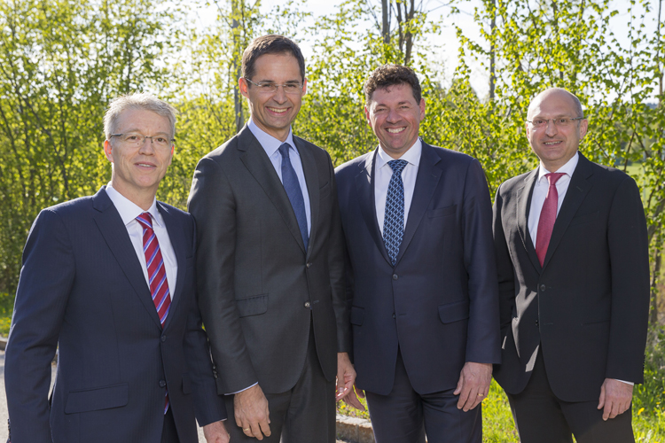 : Management board, The Lenzing Group, (L-R) Heiko Arnold (CTO), Stefan Doboczky (CEO), Robert van de Kerkhof (CCO), Thomas Obendrauf (CFO)